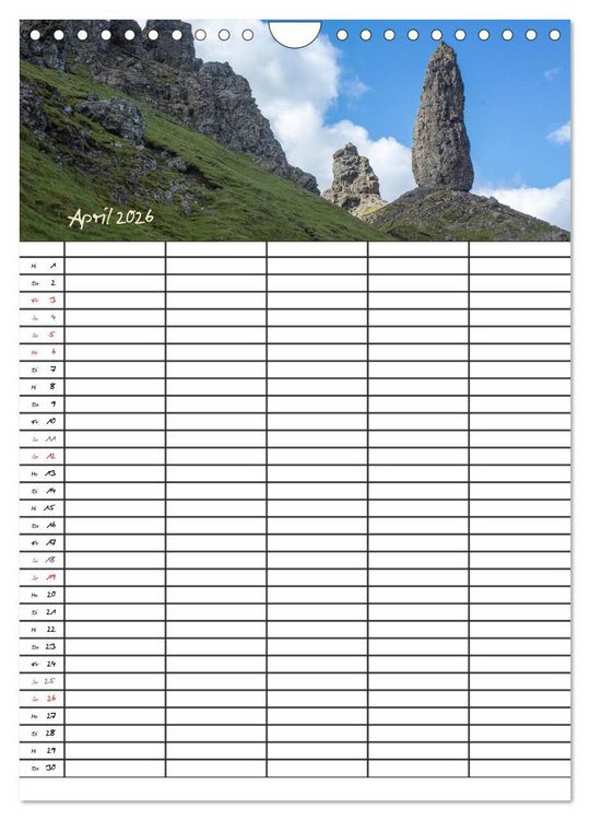 Produktbild: Isle of Skye - Schottlands Inseln - Familienplaner (Wandkalender 2026 DIN A4 hoch), CALVENDO Monatskalender