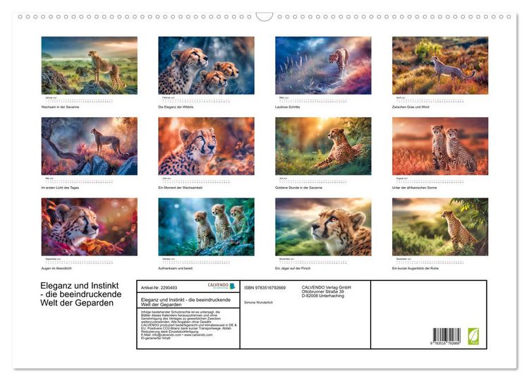 Produktbild: Eleganz und Instinkt - die beeindruckende Welt der Geparden (Wandkalender 2027 DIN A2 quer), CALVENDO Monatskalender