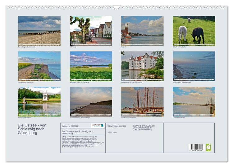 Produktbild: Die Ostsee - von Schleswig nach Gl&uuml;cksburg (Wandkalender 2026 DIN A2 quer), CALVENDO Monatskalender
