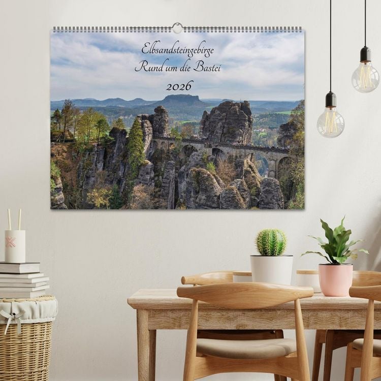 Produktbild: Elbsandsteingebirge - Rund um die Bastei (Wandkalender 2026 DIN A2 quer), CALVENDO Monatskalender
