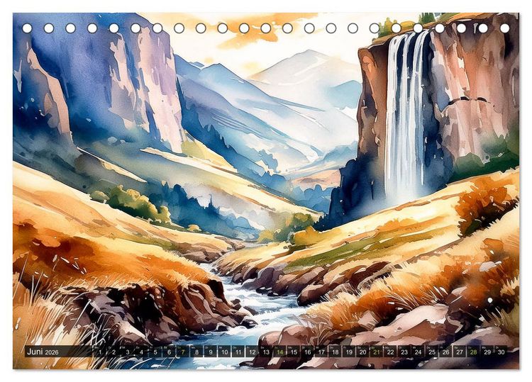 Produktbild: Die Natur in Aquarellbildern (Tischkalender 2026 DIN A5 quer), CALVENDO Monatskalender