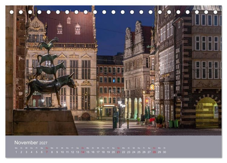Produktbild: Nachts in Bremen (Tischkalender 2027 DIN A5 quer), CALVENDO Monatskalender