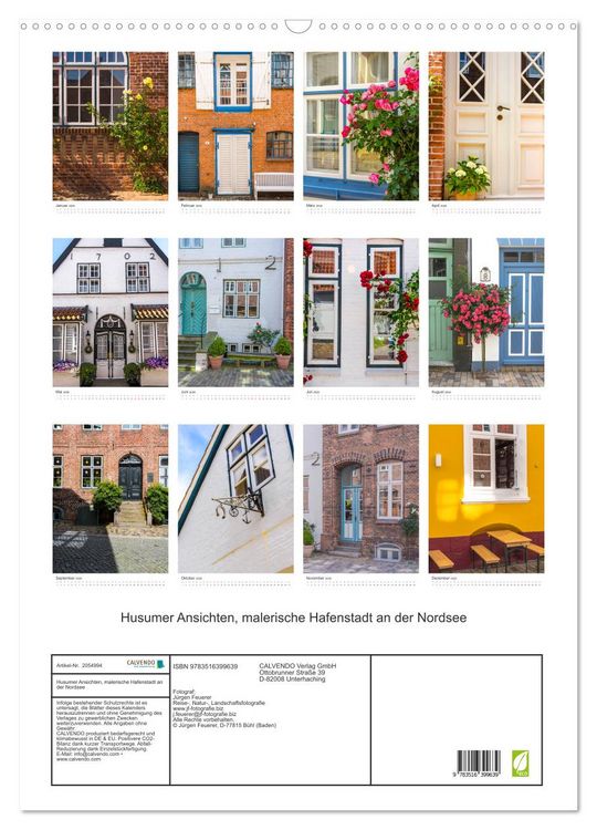 Produktbild: Husumer Ansichten, malerische Hafenstadt an der Nordsee (Wandkalender 2026 DIN A2 hoch), CALVENDO Monatskalender