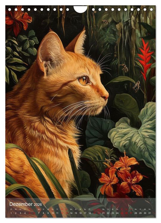 Produktbild: Katzen Kunstillustrationen (Wandkalender 2026 DIN A4 hoch), CALVENDO Monatskalender