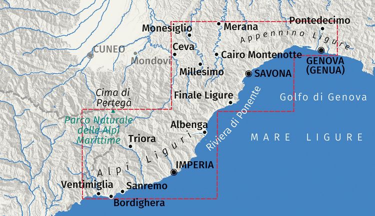 Produktbild: KOMPASS Wanderkarte 2444 Ligurien West - Riviera di Ponente, Ventimiglia bis Genua 1:60.000