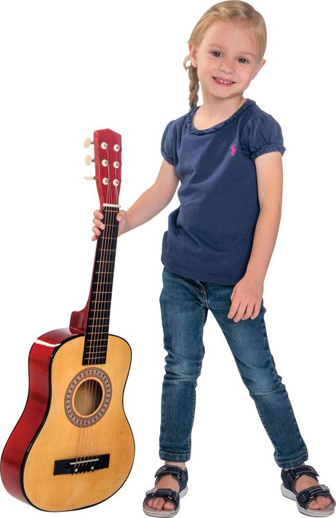 Vedes Boogie Bee Holzgitarre – 6 Saiten, 75 Cm, Stimmbar – Inkl. Plektrum & Spielanleitung Mit Liedern – Für Kinder Ab 5 Jahren – Einsteiger-Gitarre