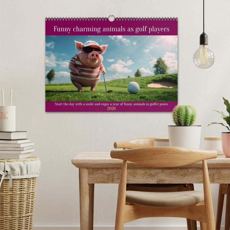 Produktbild: Funny charming animals as golf players (Wall Calendar 2026 DIN A3 landscape), CALVENDO 12 Month Wall Calendar