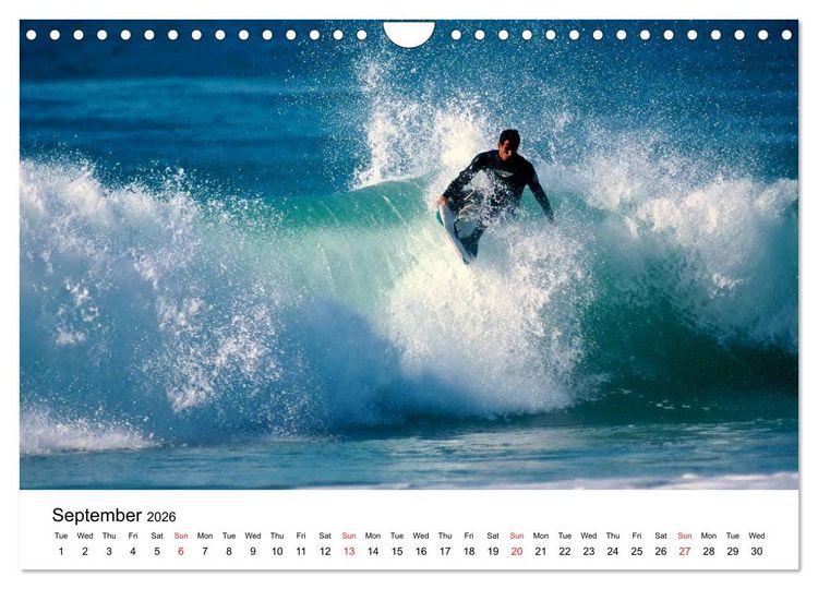 Produktbild: SURFERS AND WAVES (Wall Calendar 2026 DIN A4 landscape), CALVENDO 12 Month Wall Calendar
