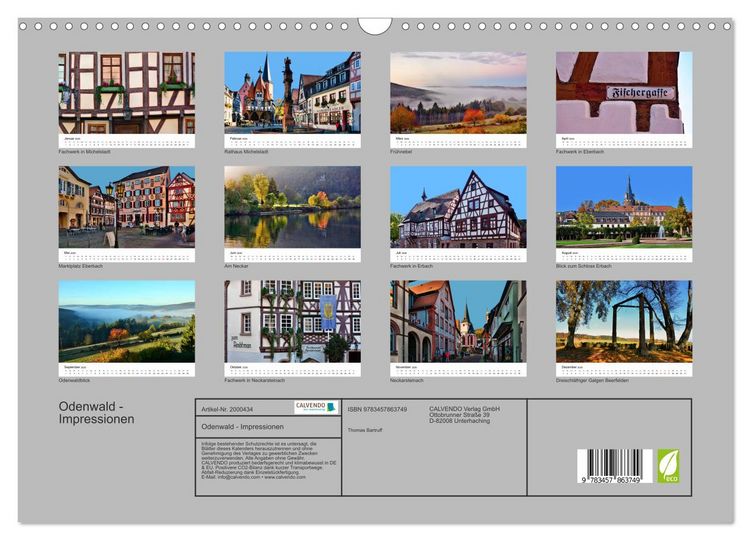 Produktbild: Odenwald - Impressionen (Wandkalender 2026 DIN A3 quer), CALVENDO Monatskalender