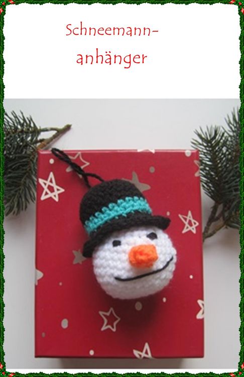 Produktbild: H&auml;kelanleitung Schneemann Aufh&auml;nger f&uuml;r den Weihnachtsbaum 9 cm gro&szlig;