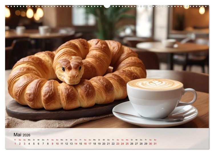 Produktbild: Tierische Croissants (hochwertiger Premium Wandkalender 2026 DIN A2 quer), Kunstdruck in Hochglanz