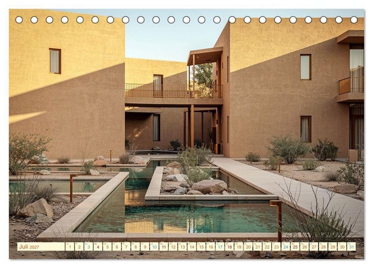Produktbild: Architektur gegen Hitze - Licht. Schatten. Strukturen. Wasser (Tischkalender 2027 DIN A5 quer), CALVENDO Monatskalender