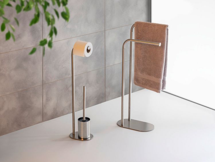 Produktbild: Handtuchst&auml;nder Mod. Levante, satiniert, Edelstahl, 30x79x17 cm, platzsparend und modern designt