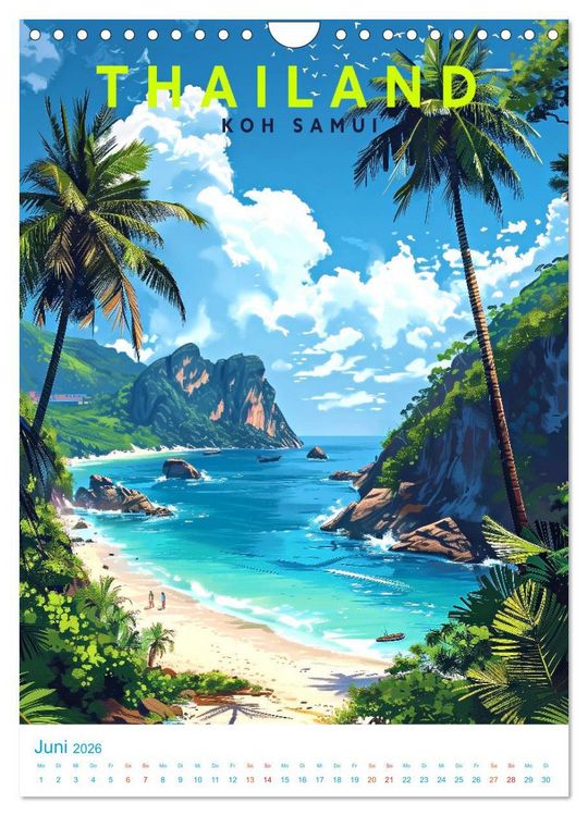 Produktbild: Thailand - Old School Poster Style (Wandkalender 2026 DIN A4 hoch), CALVENDO Monatskalender