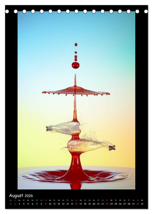 Produktbild: Au&szlig;ergew&ouml;hnliche Kunst - Wasser Tropfenfotografie (Tischkalender 2026 DIN A5 hoch), CALVENDO Monatskalender