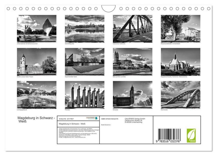 Produktbild: Magdeburg in Schwarz - Wei&szlig; (Wandkalender 2026 DIN A4 quer), CALVENDO Monatskalender