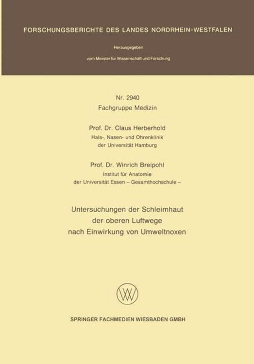 Bild vom Artikel Untersuchungen der Schleimhaut der oberen Luftwege nach Einwirkung von Umweltnoxen vom Autor Claus Herberhold