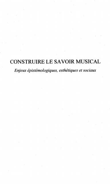 Produktbild: Construire le savoir musical
