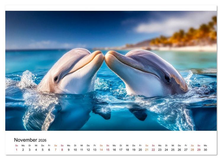 Produktbild: Delfine - ein Jahr voller Meer (Tischkalender 2026 DIN A5 quer), CALVENDO Monatskalender