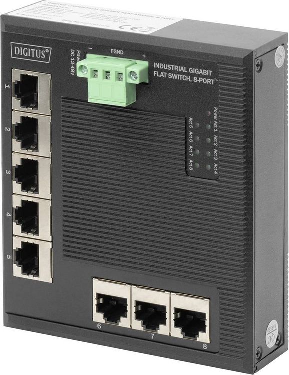 Produktbild: Digitus DN-651127 DN-651127 Industrial Ethernet Switch 8 Port 10 / 100 / 1000MBit/s