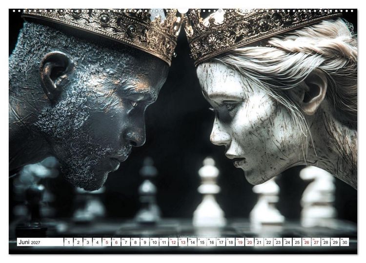 Produktbild: Schach &ndash; Wenn Schachfiguren Charakter zeigen (hochwertiger Premium Wandkalender 2027 DIN A2 quer), Kunstdruck in Hochglanz