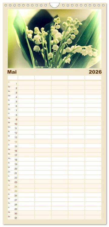 Produktbild: Familienplaner 2026 - Bl&uuml;ten im Retro-Style mit 5 Spalten (Wandkalender, 21 x 45 cm) CALVENDO