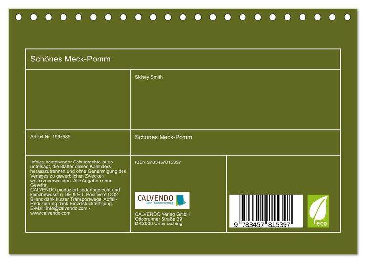Produktbild: Sch&ouml;nes Meck-Pomm (Tischkalender 2026 DIN A5 quer), CALVENDO Monatskalender