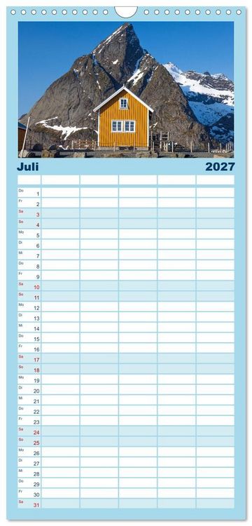 Produktbild: Familienplaner 2027 - Licht des Nordens - LOFOTEN mit 5 Spalten (Wandkalender, 21 x 45 cm) CALVENDO