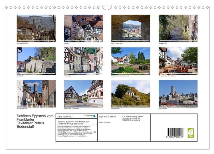 Produktbild: Sch&ouml;nes Eppstein vom Frankfurter Taxifahrer Petrus Bodenstaff (Wandkalender 2026 DIN A3 quer), CALVENDO Monatskalender