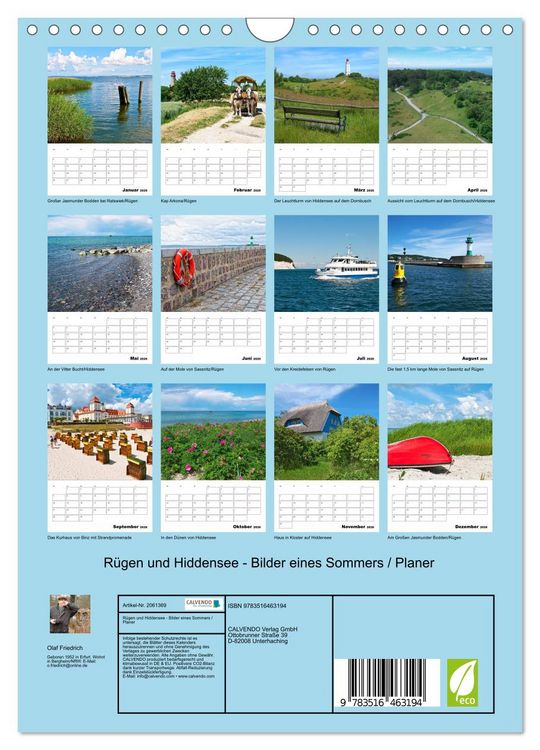 Produktbild: R&uuml;gen und Hiddensee - Bilder eines Sommers / Planer (Wandkalender 2026 DIN A4 hoch), CALVENDO Monatskalender