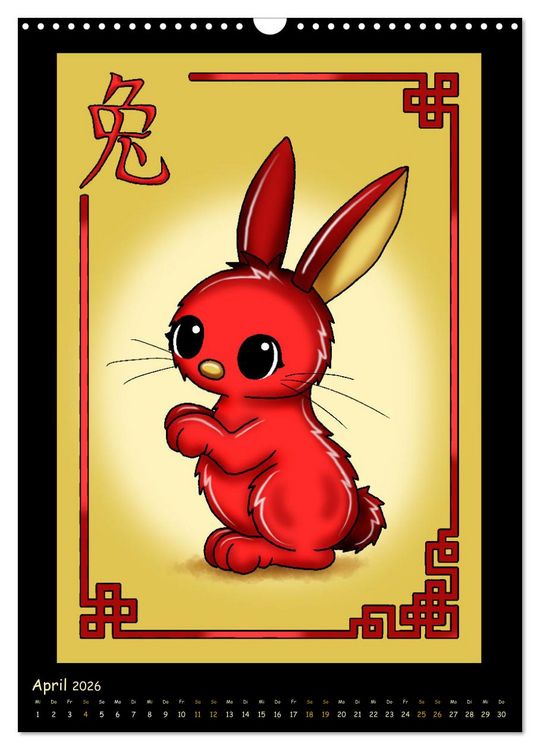 Produktbild: niedliche Tierkreiszeichen im chinesischem Stil (Wandkalender 2026 DIN A3 hoch), CALVENDO Monatskalender