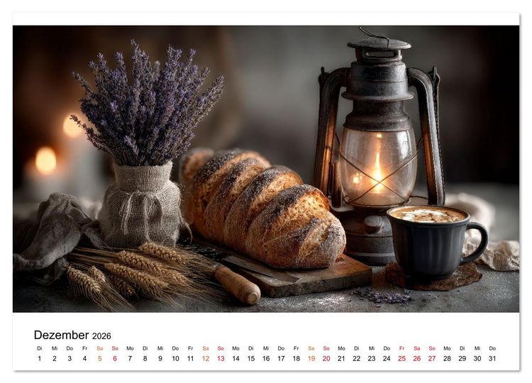Produktbild: K&uuml;chenkalender Brot (hochwertiger Premium Wandkalender 2026 DIN A2 quer), Kunstdruck in Hochglanz