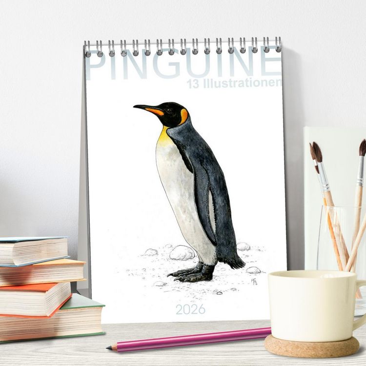 Produktbild: Pinguine - 13 Illustrationen (Tischkalender 2026 DIN A5 hoch), CALVENDO Monatskalender