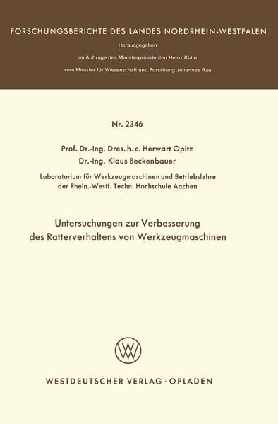 Produktbild: Untersuchungen zur Verbesserung des Ratterverhaltens von Werkzeugmaschinen
