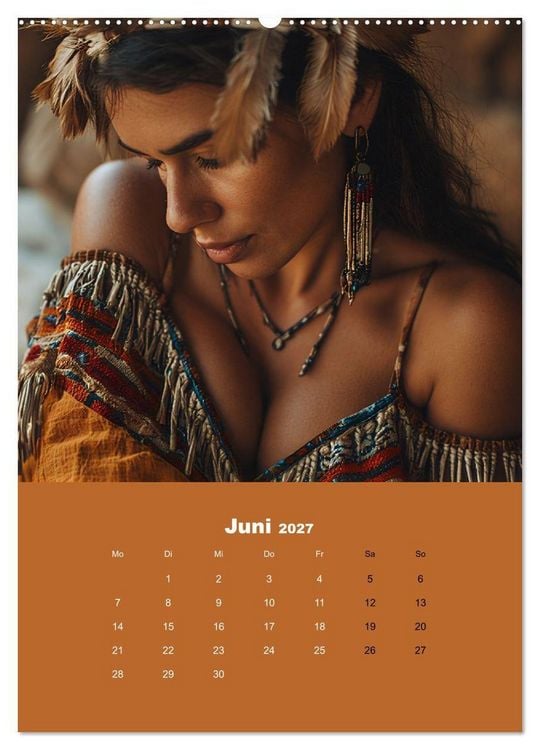 Produktbild: Indianische Sch&ouml;nheiten Kalender: Sinnliche Glamour Frauen in KI Kunst (hochwertiger Premium Wandkalender 2027 DIN A2 hoch), Kunstdruck in Hochglanz