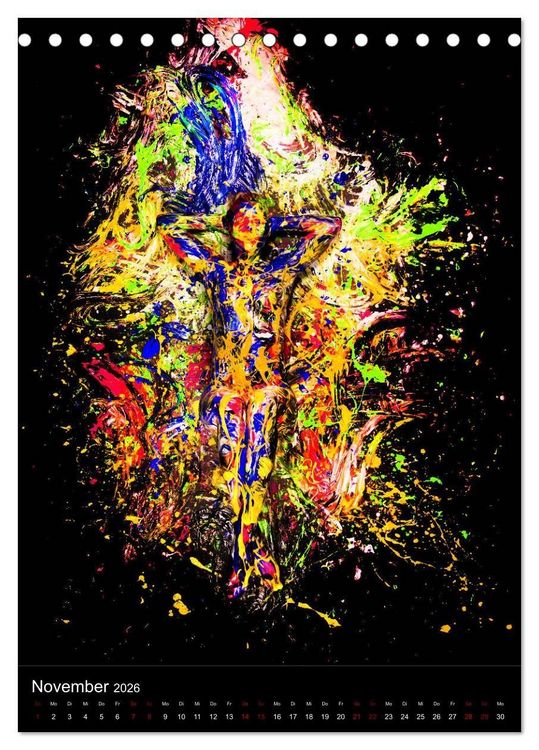 Produktbild: Farbakte - Action Paintings (Tischkalender 2026 DIN A5 hoch), CALVENDO Monatskalender