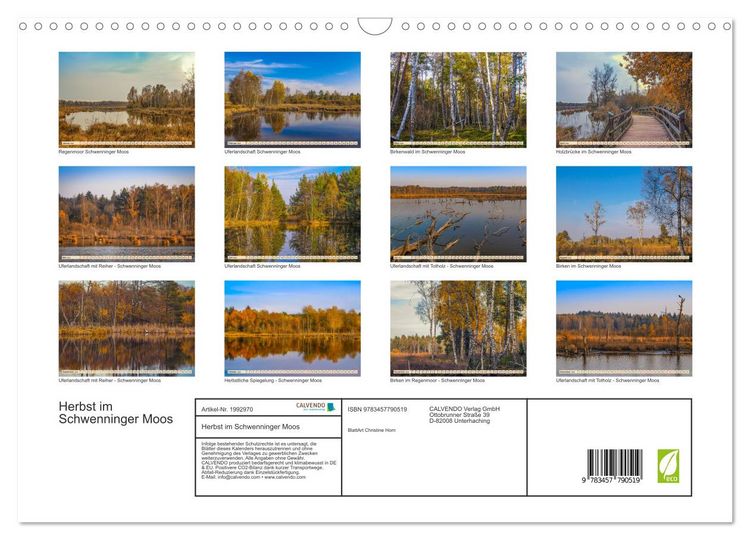 Produktbild: Herbst im Schwenninger Moos (Wandkalender 2026 DIN A3 quer), CALVENDO Monatskalender
