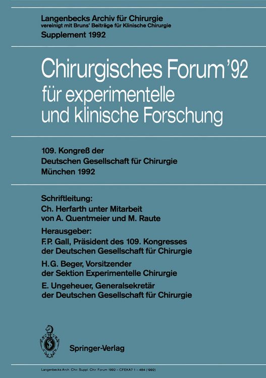 Produktbild: Chirurgisches Forum &rsquo;92 f&uuml;r experimentelle und klinische Forschung