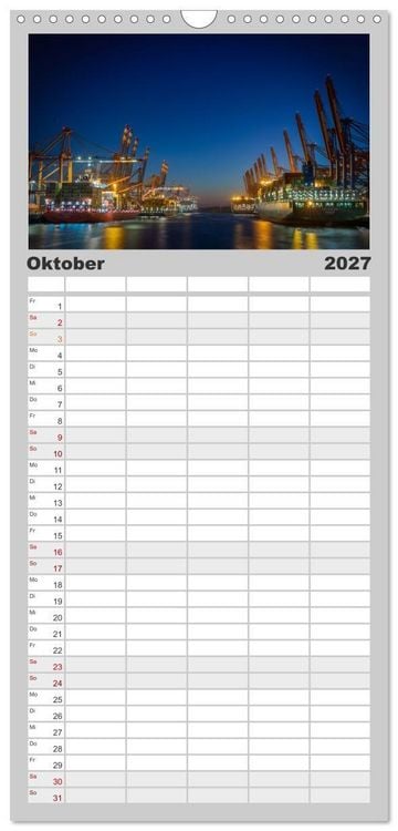 Produktbild: Familienplaner 2027 - Magic Nights Containerschiffe mit 5 Spalten (Wandkalender, 21 x 45 cm) CALVENDO