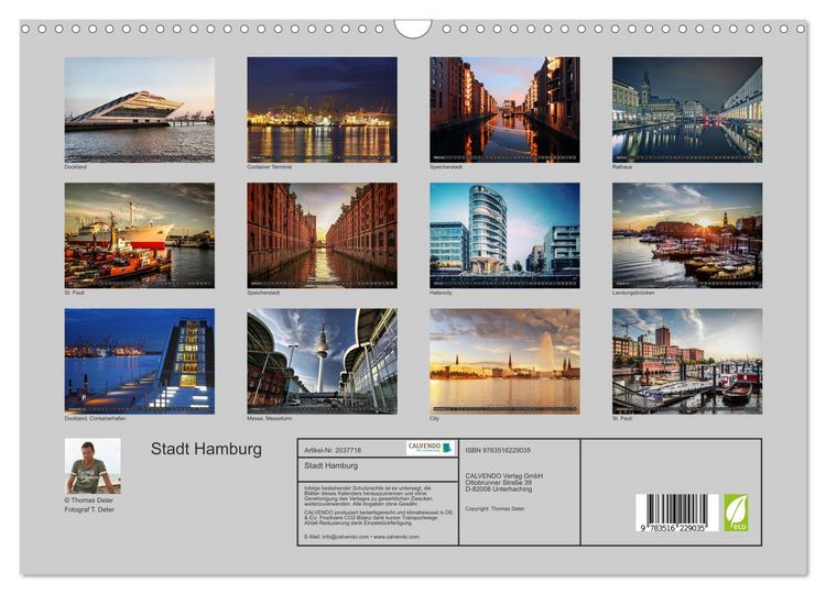 Produktbild: Stadt Hamburg (Wandkalender 2026 DIN A3 quer), CALVENDO Monatskalender