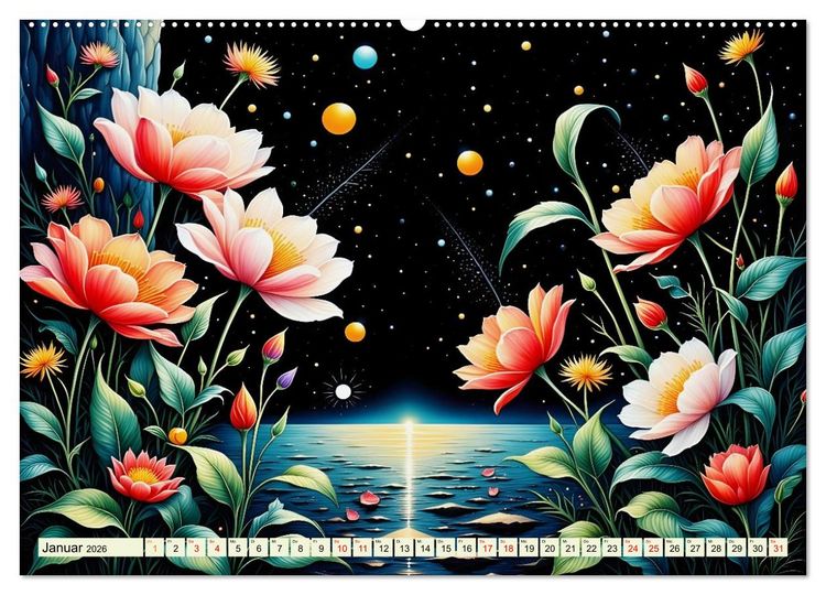 Produktbild: N&auml;chtliche Bl&uuml;tenzauber (hochwertiger Premium Wandkalender 2026 DIN A2 quer), Kunstdruck in Hochglanz