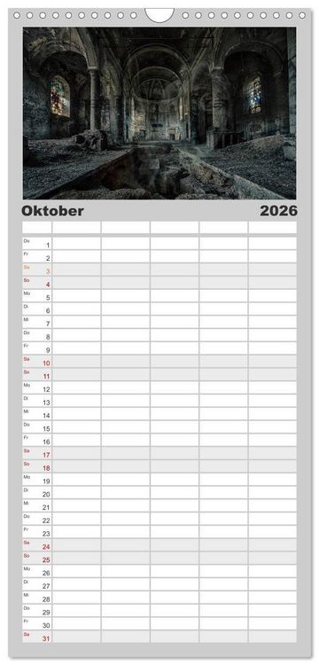 Produktbild: Familienplaner 2026 - Geheimnisvolle Orte - Lost Places mit 5 Spalten (Wandkalender, 21 x 45 cm) CALVENDO