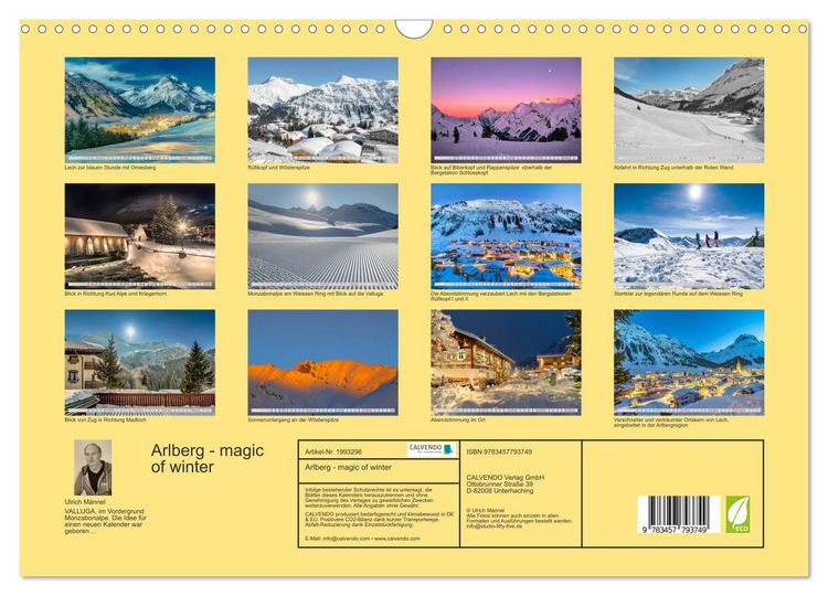 Produktbild: Arlberg - magic of winter (Wandkalender 2026 DIN A3 quer), CALVENDO Monatskalender