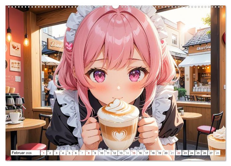 Produktbild: Manga Caf&eacute; Tr&auml;ume - Kawaii Anime-Kalender voller s&uuml;&szlig;er Momente (hochwertiger Premium Wandkalender 2026 DIN A2 quer), Kunstdruck in Hochglanz