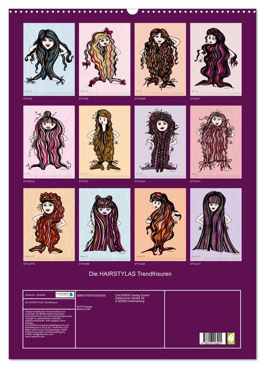 Produktbild: Die HAIRSTYLAS Trendfrisuren (Wandkalender 2026 DIN A2 hoch), CALVENDO Monatskalender
