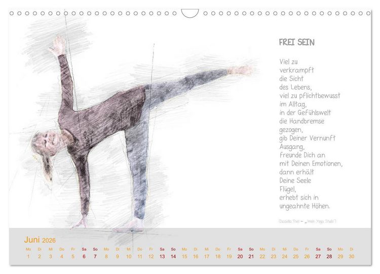 Produktbild: YOGA Inspirationen mit Texten zum Nachdenken (Wandkalender 2026 DIN A3 quer), CALVENDO Monatskalender