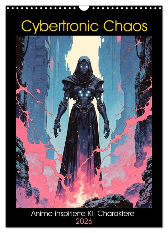 Produktbild: Cybertronic Chaos: Anime-inspirierte KI- Charaktere (Wandkalender 2026 DIN A3 hoch), CALVENDO Monatskalender