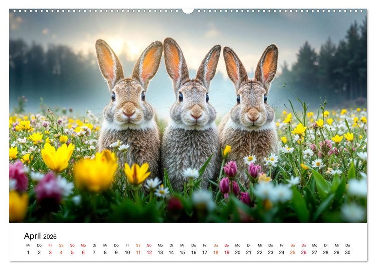 Produktbild: Tierische Jahreszeiten (Wandkalender 2026 DIN A2 quer), CALVENDO Monatskalender