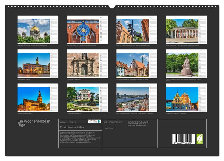 Produktbild: Ein Wochenende in Riga (hochwertiger Premium Wandkalender 2026 DIN A2 quer), Kunstdruck in Hochglanz