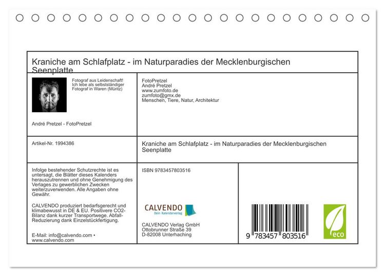 Produktbild: Kraniche am Schlafplatz - im Naturparadies der Mecklenburgischen Seenplatte (Tischkalender 2026 DIN A5 quer), CALVENDO Monatskalender